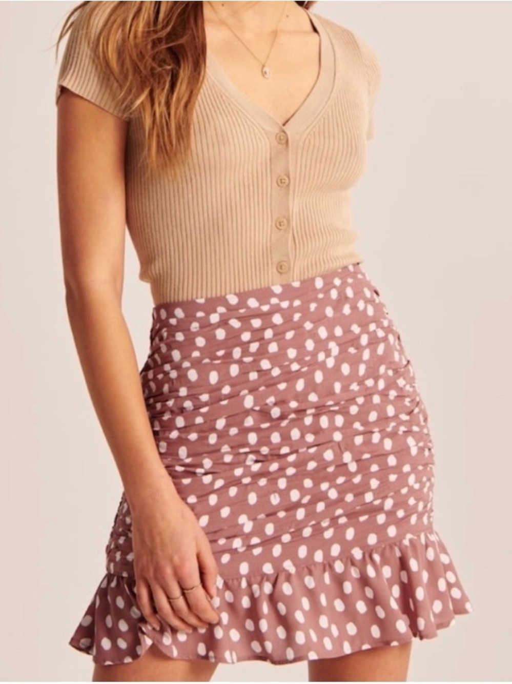 Abercrombie & Fitch Polka Dot Ruffle Mini Skirt. Size XS - Picture 3 of 8